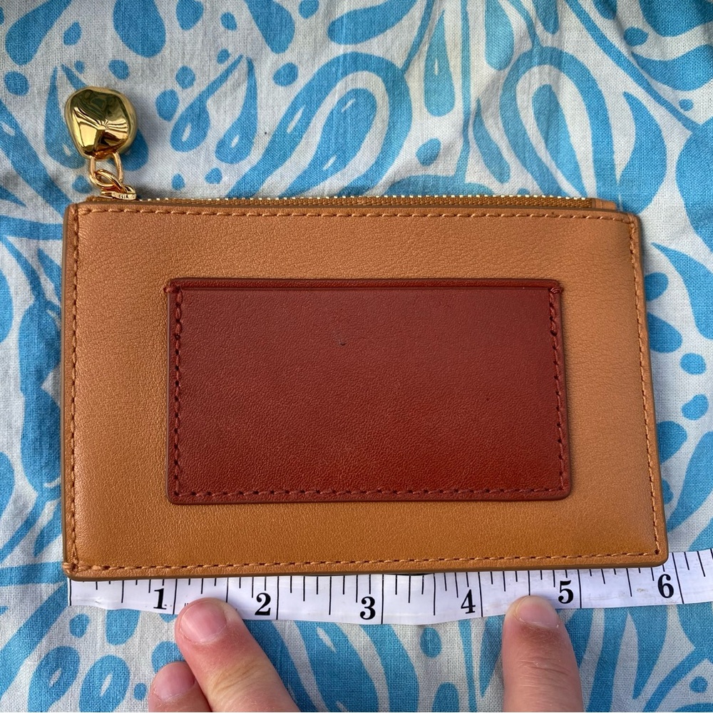 Madewell Tan Leather Card Holder with Gold Accent NWOT